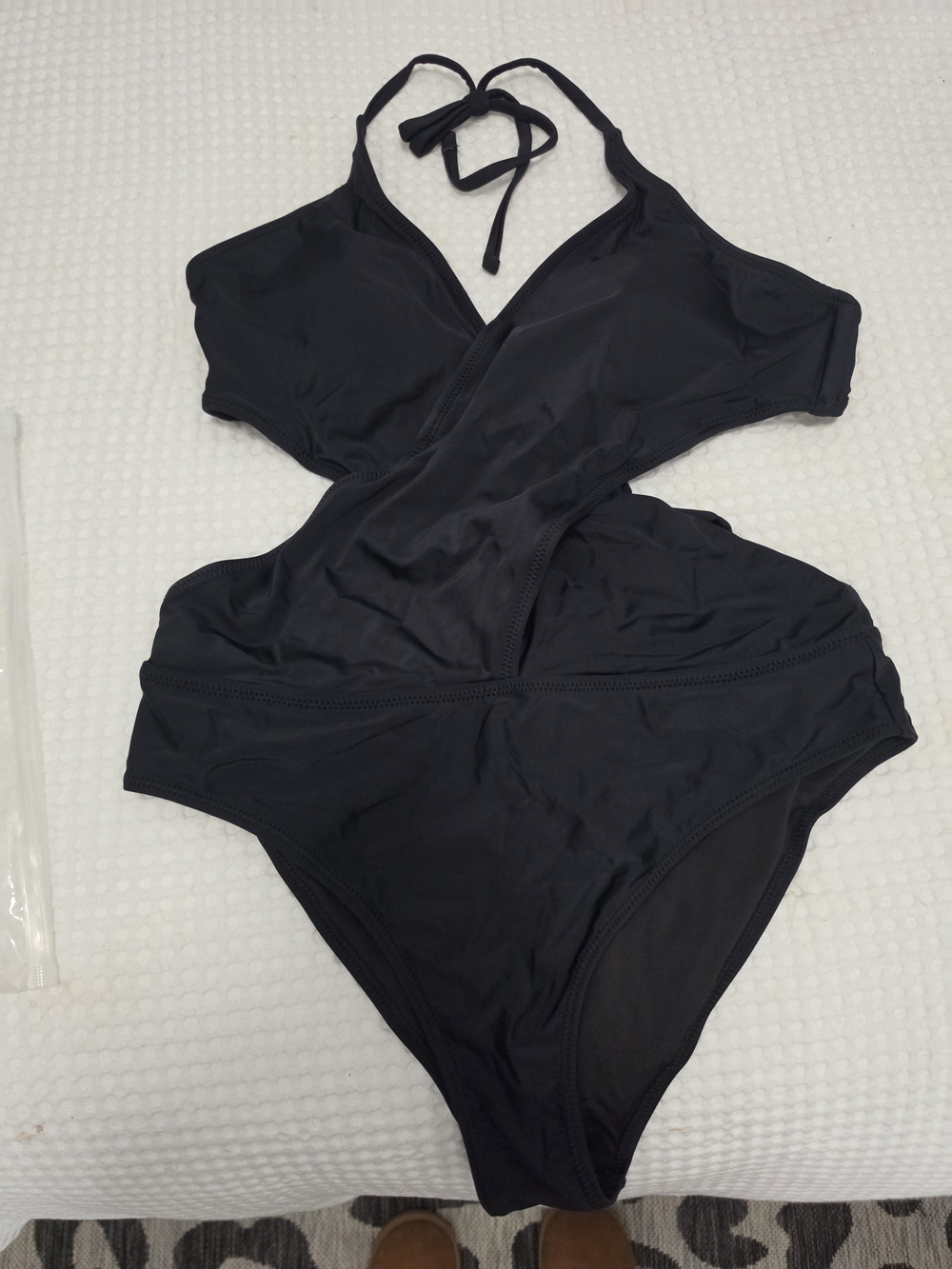 Black Women's Halter Cutout One-Piece Swimsuit